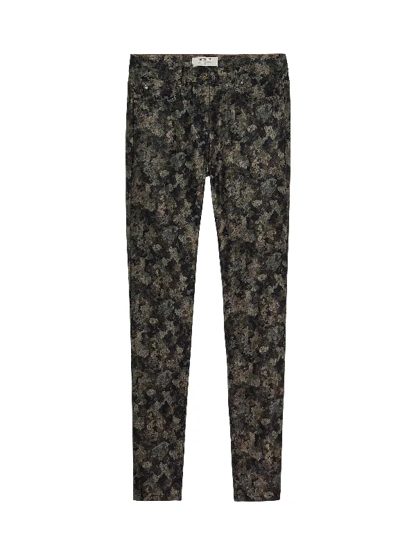 Skinny high waist jeans with print - Military Olive