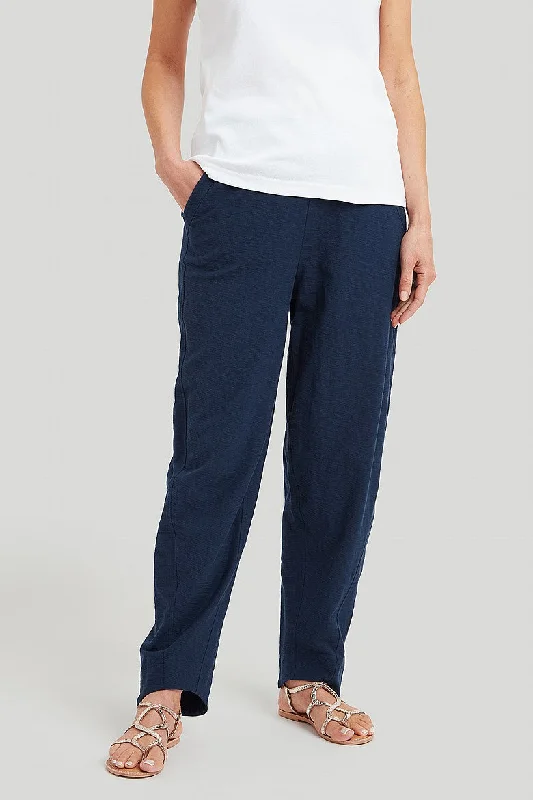 Organic Cotton Slub Mabel Trouser - Soft Navy