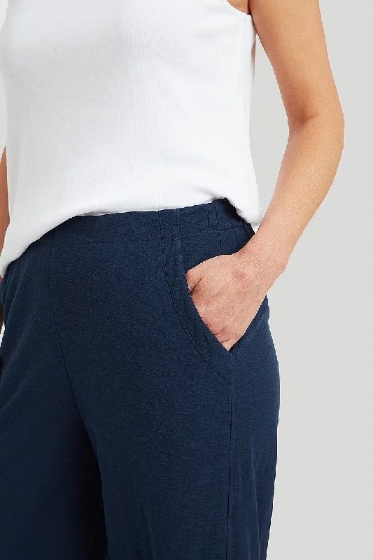 Organic Cotton Slub Mabel Trouser - Soft Navy