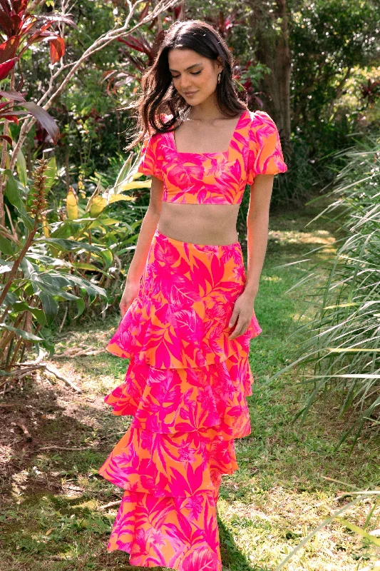 Addison Maxi Skirt - Pink Tropics