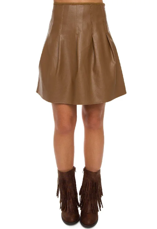 Calypso Pleather Skirt - Camel