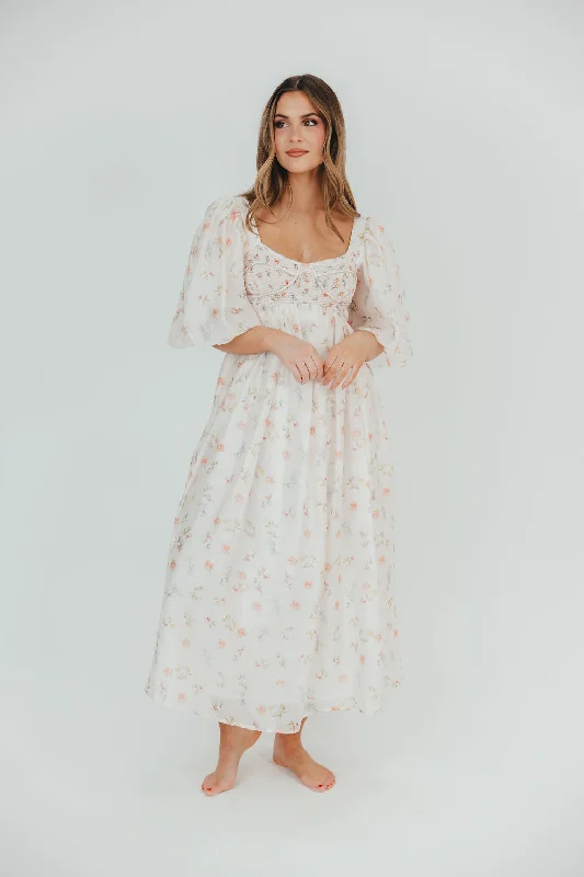 Harlow Maxi Dress in Tiny Pink Floral - Bump Friendly & Inclusive Sizing (S-3XL)