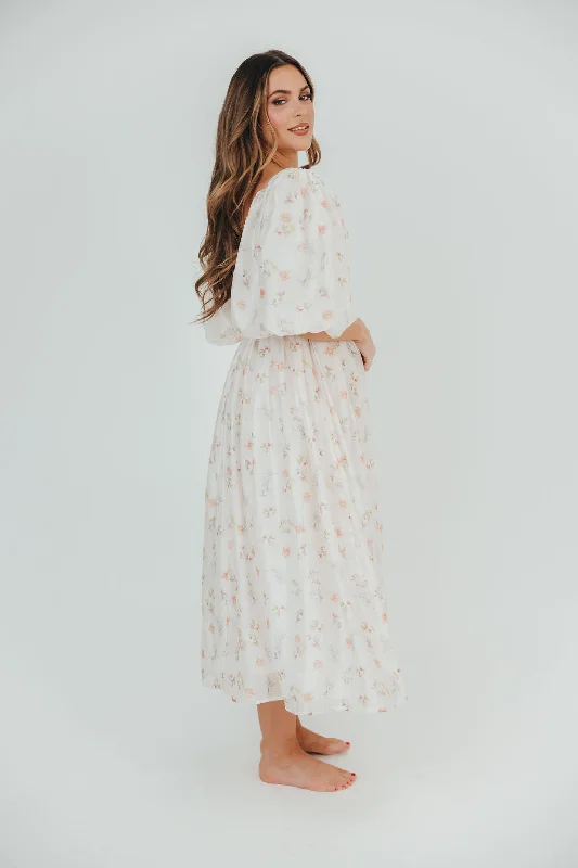 Harlow Maxi Dress in Tiny Pink Floral - Bump Friendly & Inclusive Sizing (S-3XL)