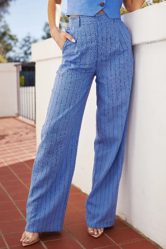 Carina Blue Striped Pants