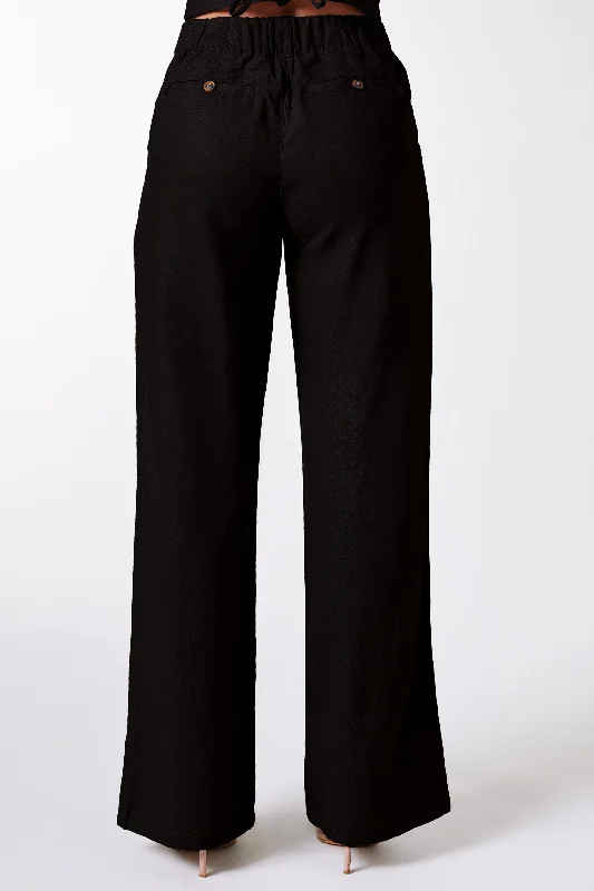 Kiva Black Linen Pants