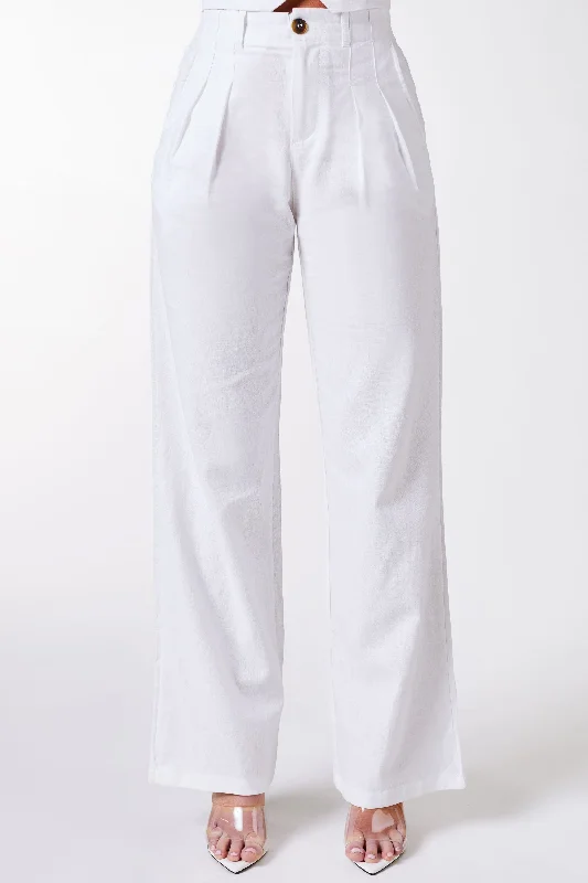 Kiva White Linen Pants