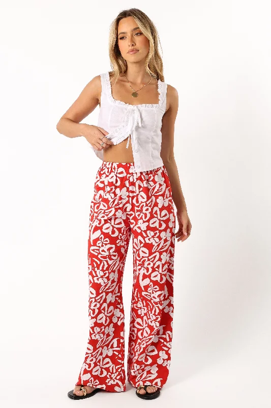 Luna Pants - Red Floral