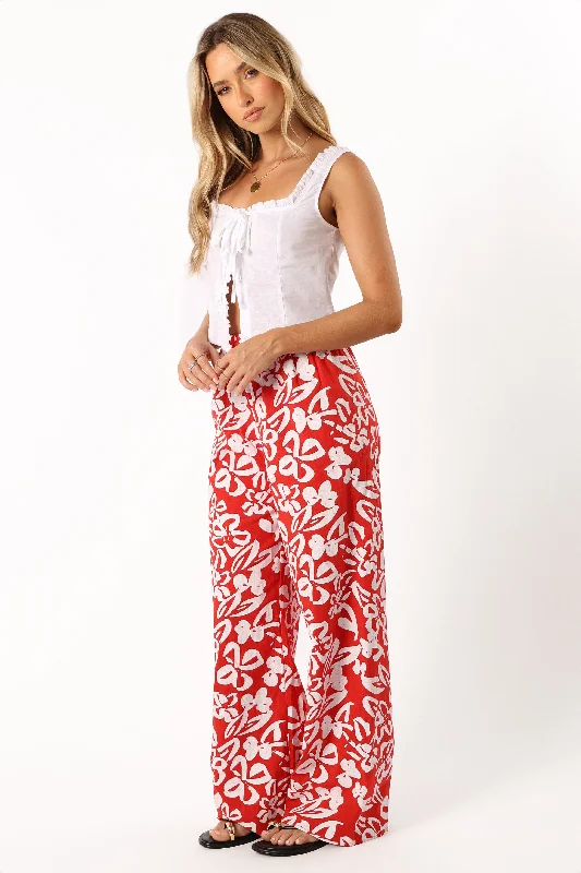 Luna Pants - Red Floral