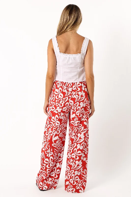 Luna Pants - Red Floral