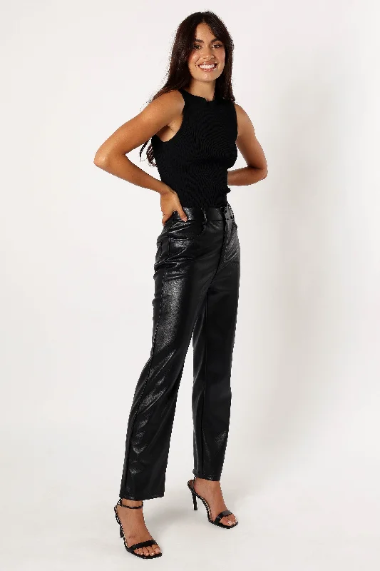 Maverick Vegan Leather Pants - Black