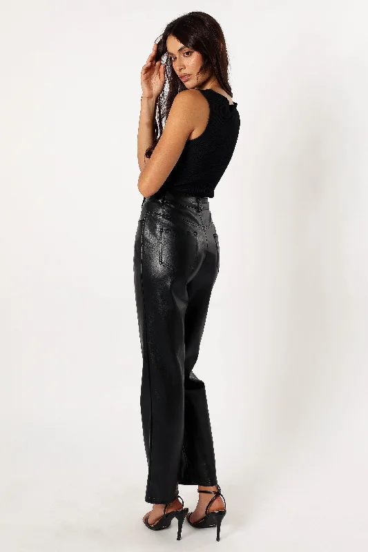 Maverick Vegan Leather Pants - Black