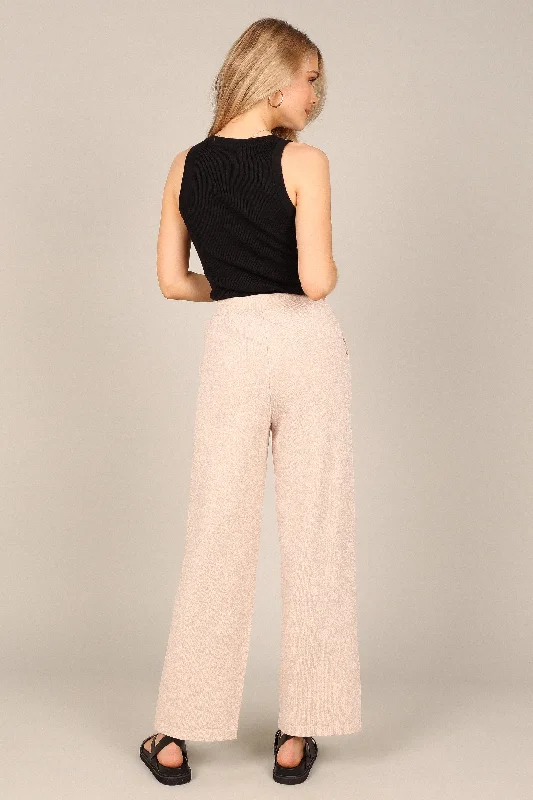 Penelope Knitted Wide Leg Lounge Pants - Taupe