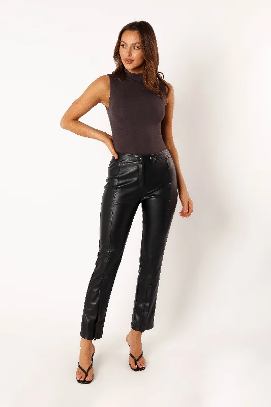 Roxy Vegan Leather Pants - Black