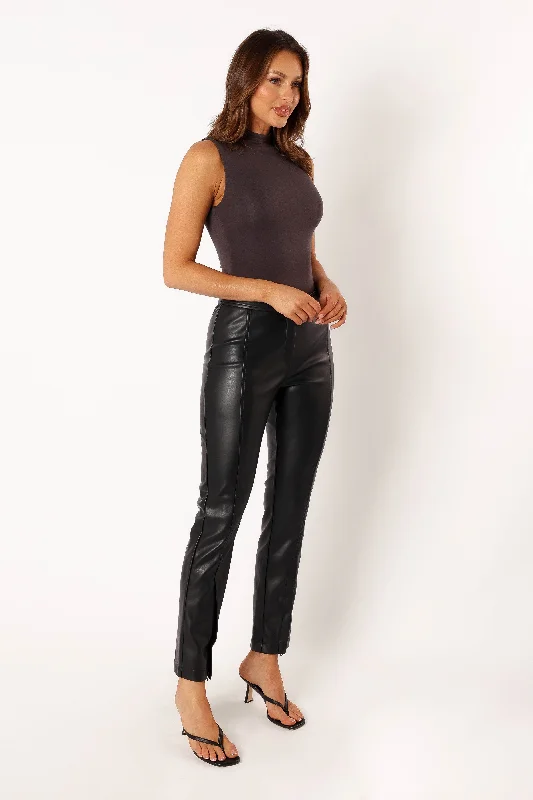 Roxy Vegan Leather Pants - Black