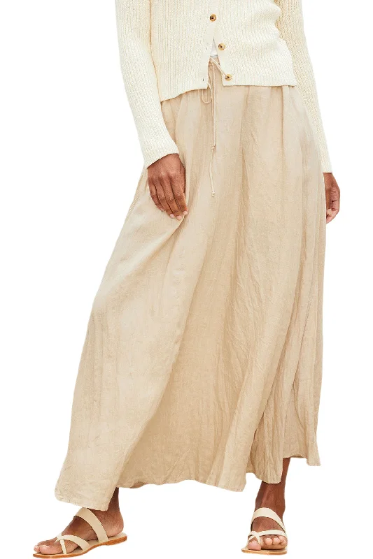 Velvet Bailey Woven Linen Skirt in Biscuit