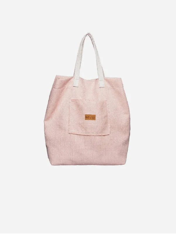 Summer Canvas & Cork Vegan Beach Bag | Soft Pink