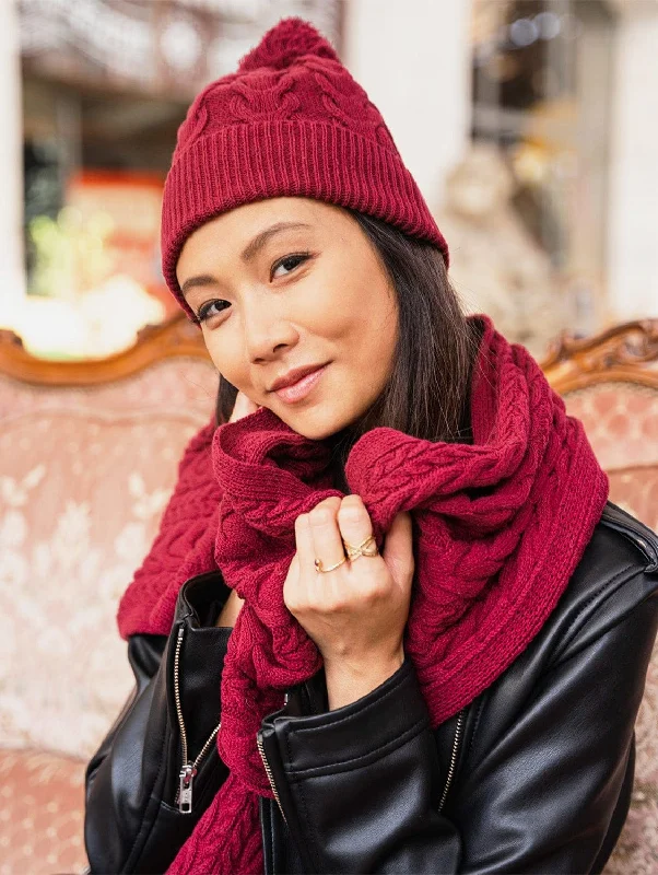 Snowflake Recycled Cotton Vegan Hat | Burgundy