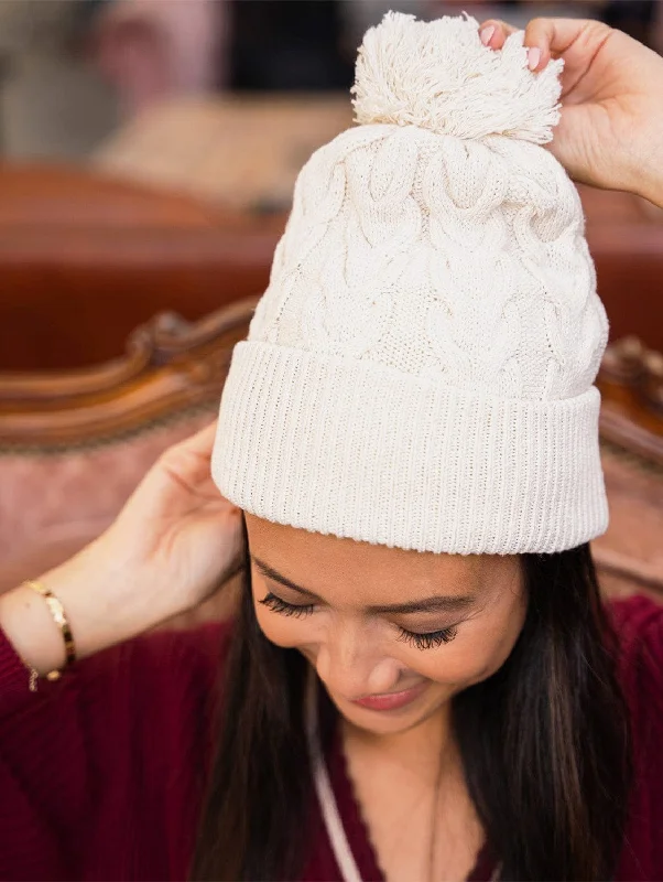 Snowflake Recycled Cotton Vegan Hat | Ecru