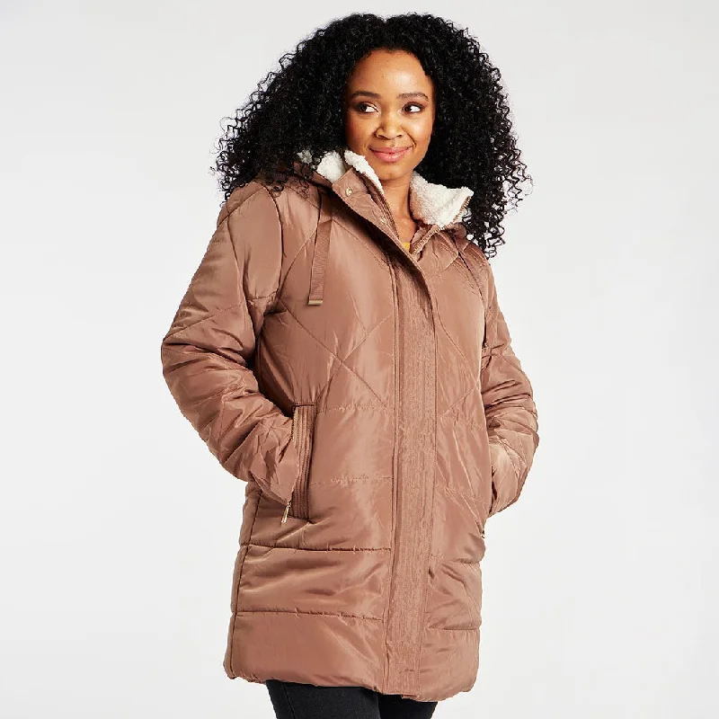 Ladies Diamond Quilted Longline Coat