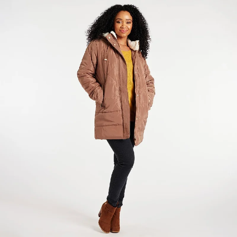 Ladies Diamond Quilted Longline Coat