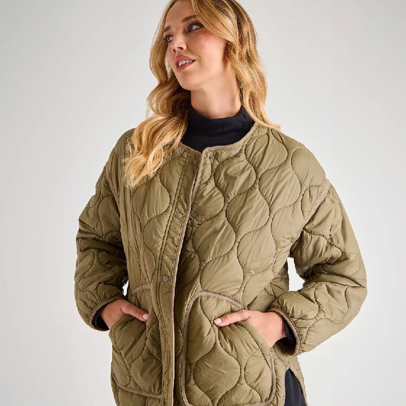 Ladies Oversized Khaki Quilted Jacket