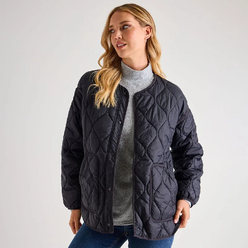 Ladies Oversized Black Quilted Jacket