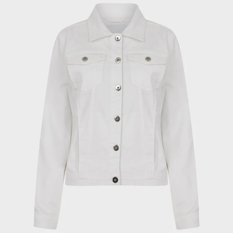 Ladies White Stretch Denim Jacket