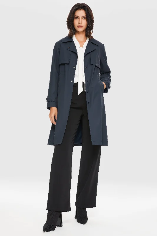 Slit Back Hem Breasted Trench Coat