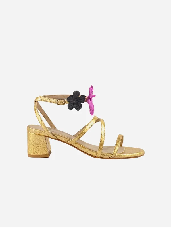 Sofía Pinatex® Vegan Leather Heeled Sandals | Gold