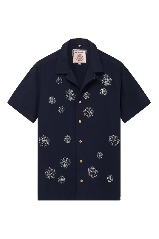 Spindrift Men's Organic Cotton Embroidered Shirt | Navy