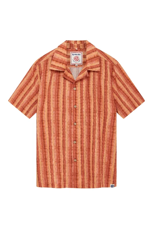 Spindrift Men's Organic Cotton Weave Shirt | Peach Stripe