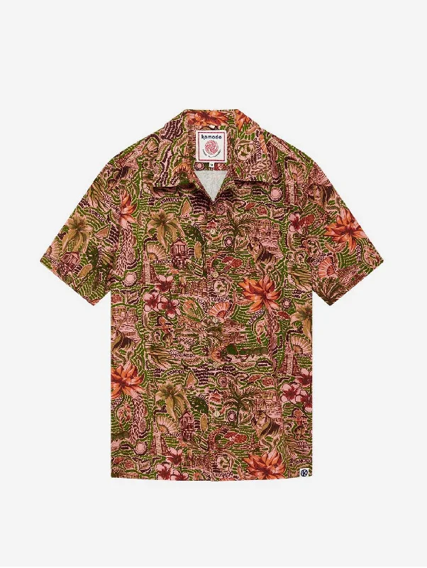 Spindrift Men's Organic Cotton Shirt | Pink Tropical Print