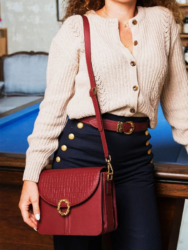 Stellan Grape Leather Crossbody Bag | Burgundy