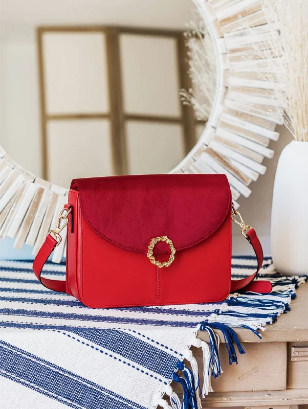 Stellan Apple Leather Vegan Crossbody Bag | Red Kiss