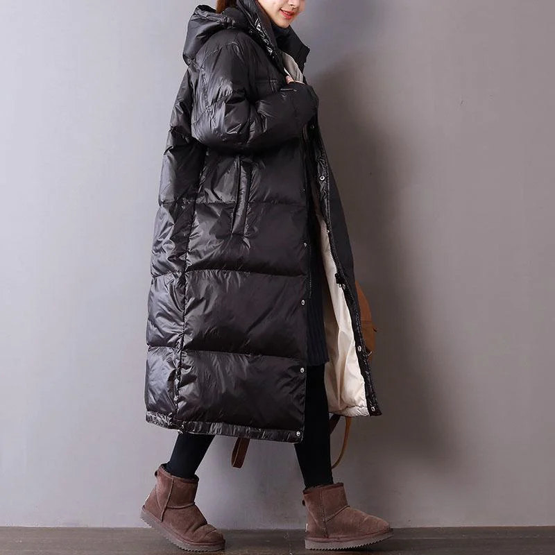 top quality black print Letter  goose Down coat plus size zippered women parka pockets overcoat