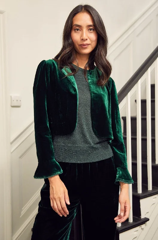 Adie Velvet Shrug | Emerald