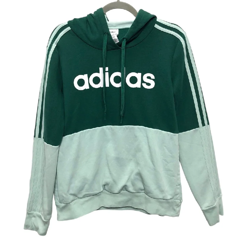 Athletic Sweatshirt Hoodie By Adidas In Green, Size: M