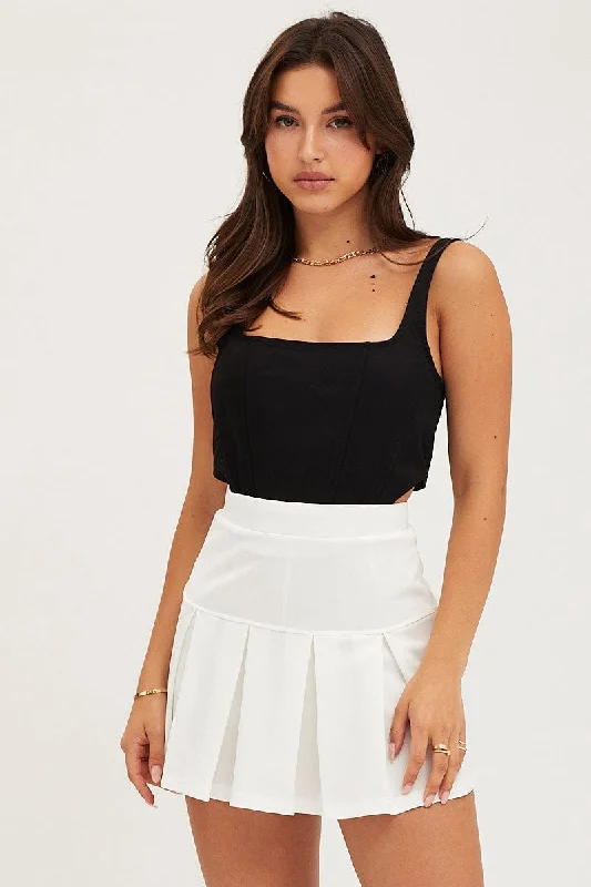 Black Corset Top Sleeveless Crop