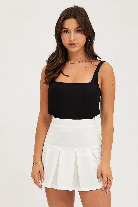 Black Corset Top Sleeveless Crop