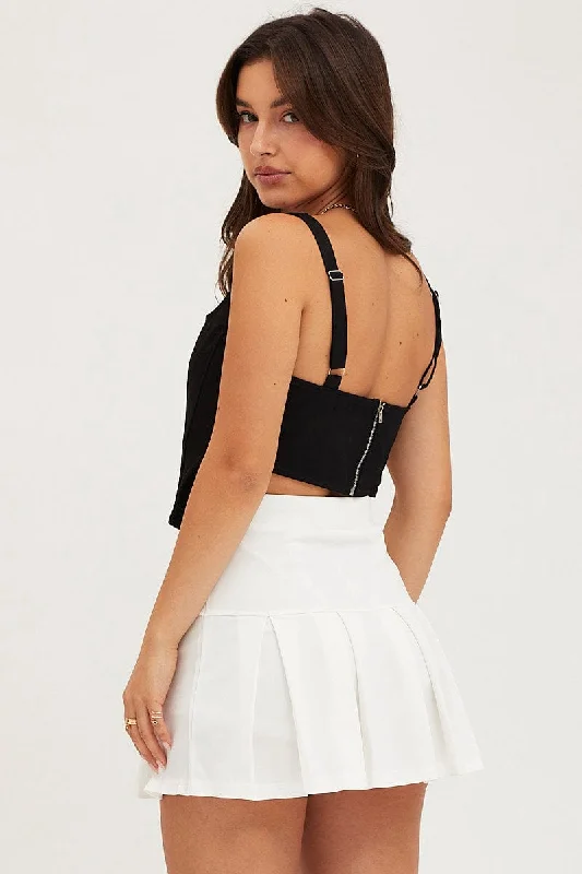 Black Corset Top Sleeveless Crop