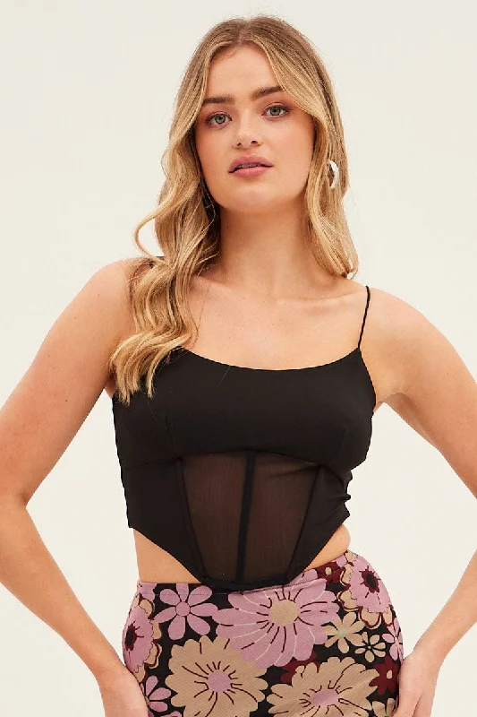 Black Corset Top Strappy