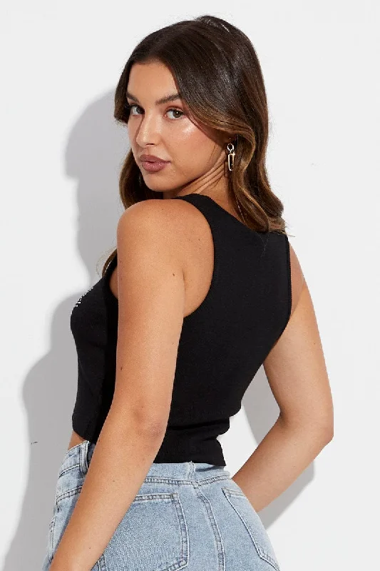 Black Crop Tank Sleeveless