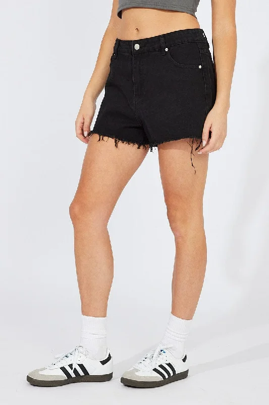 Black Mom Denim Shorts High Rise