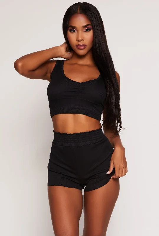 Pajama Crop Top and Shorts with Robe Set