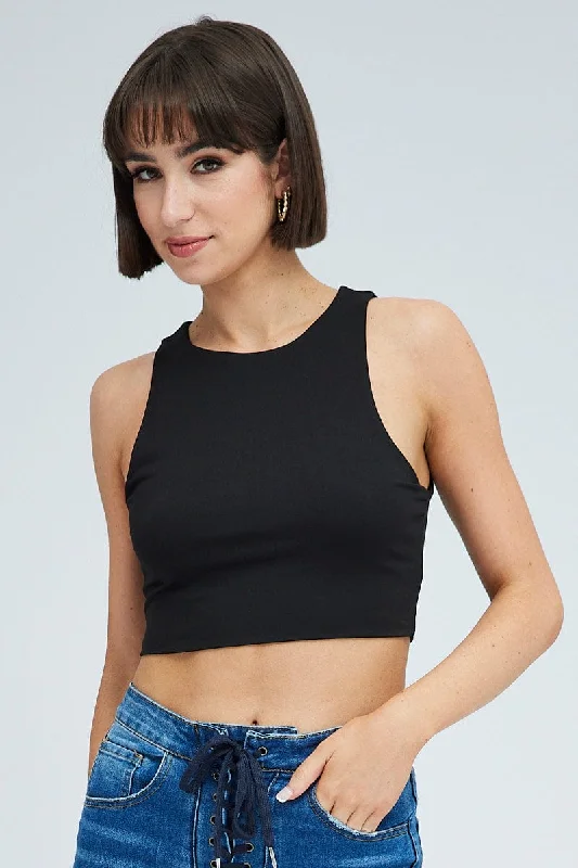 Black Tank Top Crew Neck Supersoft