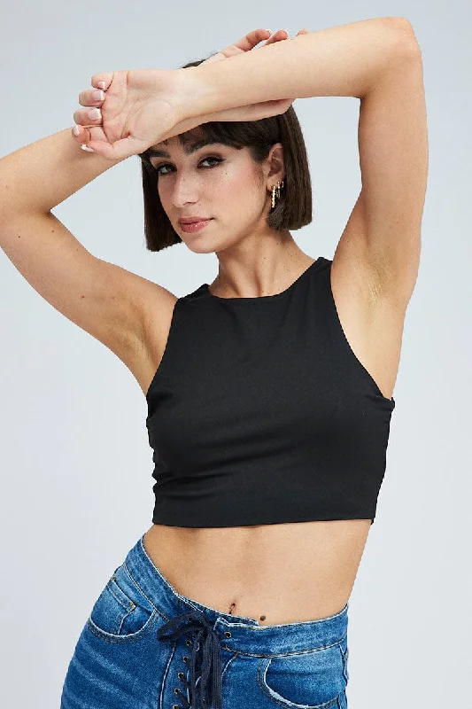 Black Tank Top Crew Neck Supersoft