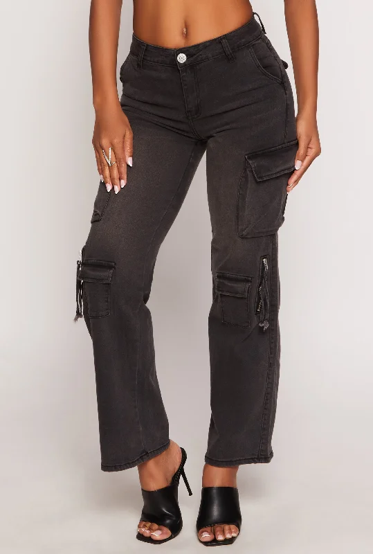 VIP High Waisted Straight Leg Cargo Jeans