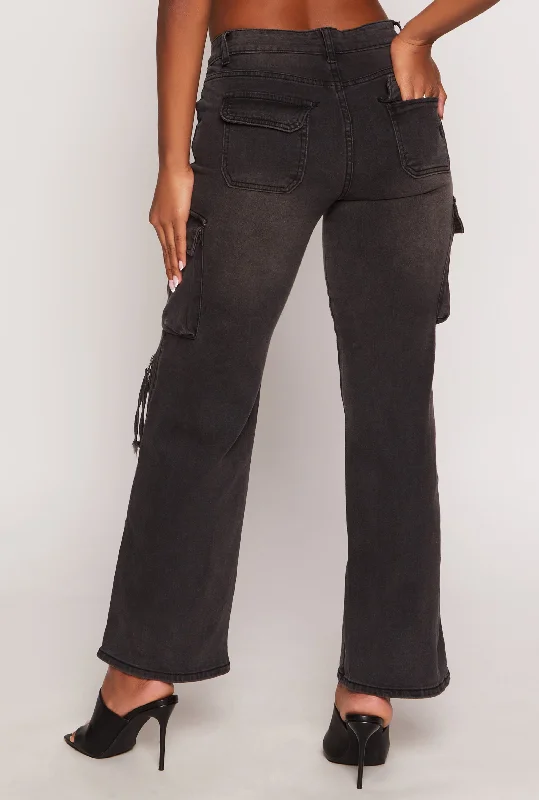 VIP High Waisted Straight Leg Cargo Jeans