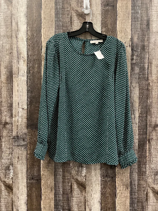 Blouse Long Sleeve By Loft In Polkadot Pattern, Size: Xl