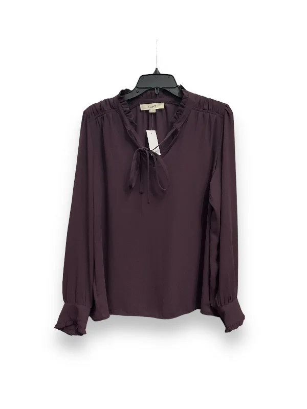 Blouse Long Sleeve By Loft In Purple, Size: M